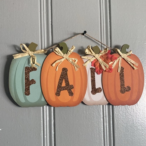 NWT- Beautiful Brown Glittered FALL Colorful Pumpkins Decoration Sign 🍁 - Picture 10 of 16